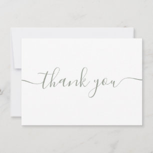 Simple Modern Elegant Sage Green Script Thank You Card