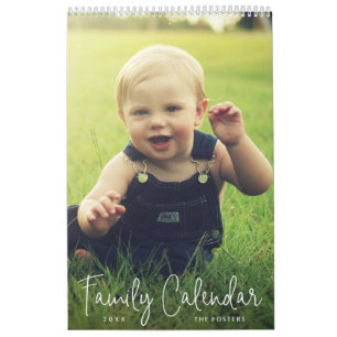 Simple Modern Elegant Script Family Photo Calendar