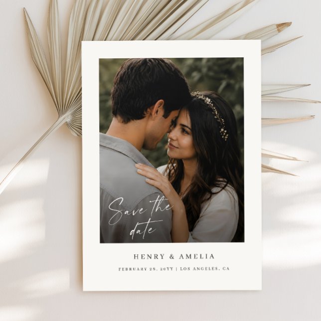 Simple Modern Elegant Script Photo Wedding Save The Date (Creator Uploaded)