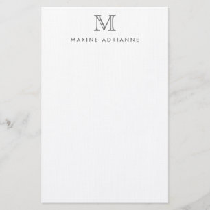 Simple Modern Elegant Silver Grey Monogram Initial Stationery