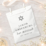 Simple Modern Elegant Star of David Bar Mitzvah Favour Bags<br><div class="desc">Design is composed of sans serif typography and playful cursive script typography on a simple background. 

Available here:
http://www.zazzle.com/store/selectpartysupplies</div>