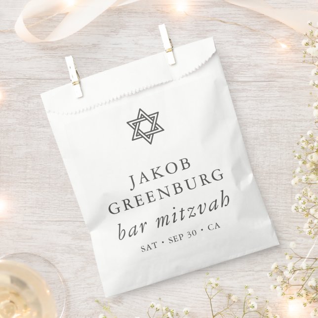 Simple Modern Elegant Star of David Bar Mitzvah Favour Bags (Clipped)