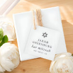 Simple Modern Elegant Star of David Bar Mitzvah Favour Tags<br><div class="desc">Design is composed of sans serif typography and playful cursive script typography on a simple background. 

Available here:
http://www.zazzle.com/store/selectpartysupplies</div>