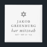 Simple Modern Elegant Star of David Bar Mitzvah Magnet<br><div class="desc">Design is composed of sans serif typography and playful cursive script typography on a simple background. 

Available here:
http://www.zazzle.com/store/selectpartysupplies</div>