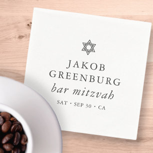 Simple Modern Elegant Star of David Bar Mitzvah Napkin