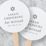 Simple Modern Elegant Star of David Bat Mitzvah Hand Fan<br><div class="desc">Design is composed of sans serif typography and playful cursive script typography on a simple background. 

Available here:
http://www.zazzle.com/store/selectpartysupplies</div>