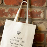 Simple Modern Elegant Star of David Bat Mitzvah Tote Bag<br><div class="desc">Design is composed of sans serif typography and playful cursive script typography on a simple background. 

Available here:
http://www.zazzle.com/store/selectpartysupplies</div>