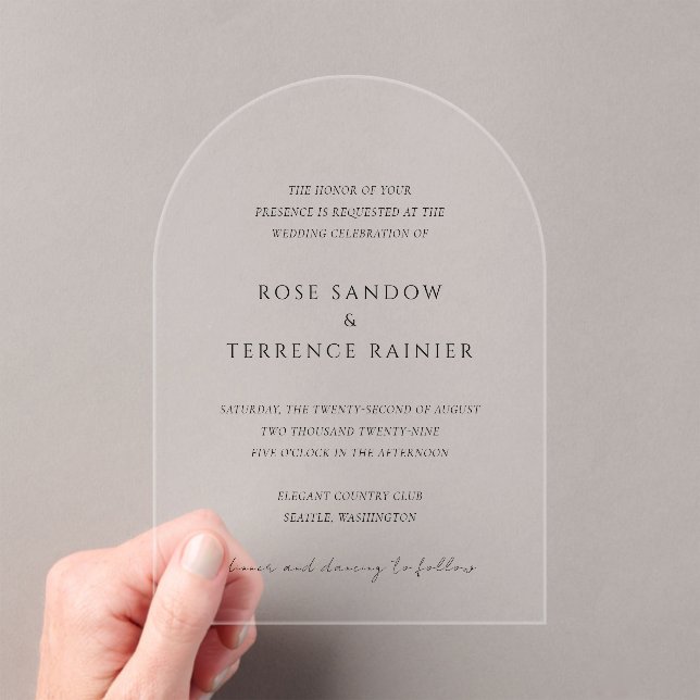 Simple Modern Elegant Wedding Acrylic Invitations (Insitu (Handheld))