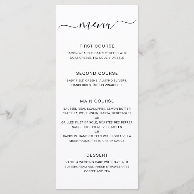 Simple Modern Elegant Wedding Menu (Front)