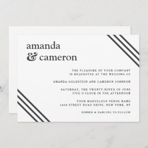 Simple Modern Elegant White Wedding Invitation