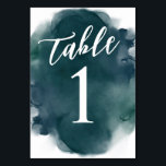 Simple Modern Emerald Blue Green Watercolor Table Number<br><div class="desc">These Simple Modern Emerald Blue Green Watercolor cards will make the perfect addition to your event tables. The watercolor gives a pop of design,  but keeping a modern look. This table number design is perfect for anyone who favours dark cool tones in a colour palette.</div>