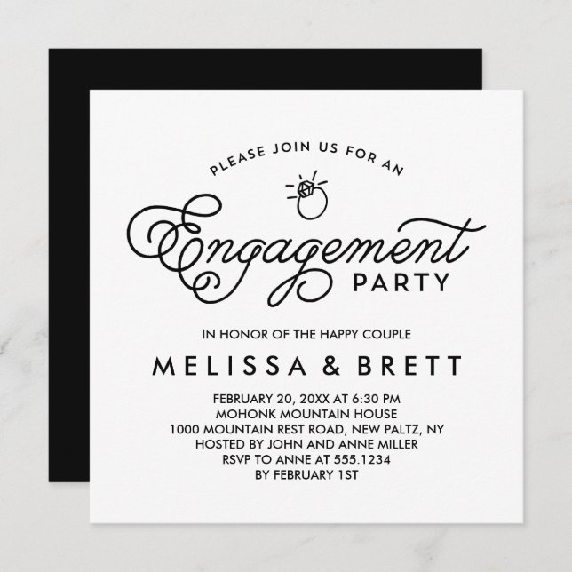 Simple Modern Engagement Party Invitation (Front/Back)