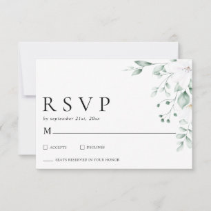 Simple Modern Eucalyptus Greenery Wedding RSVP Card