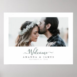 Simple Modern Evergreen Spring Wedding Welcome Poster
