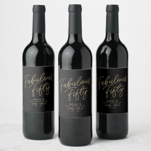 Simple Modern Fabulous Fifty Personalised Birthday Wine Label