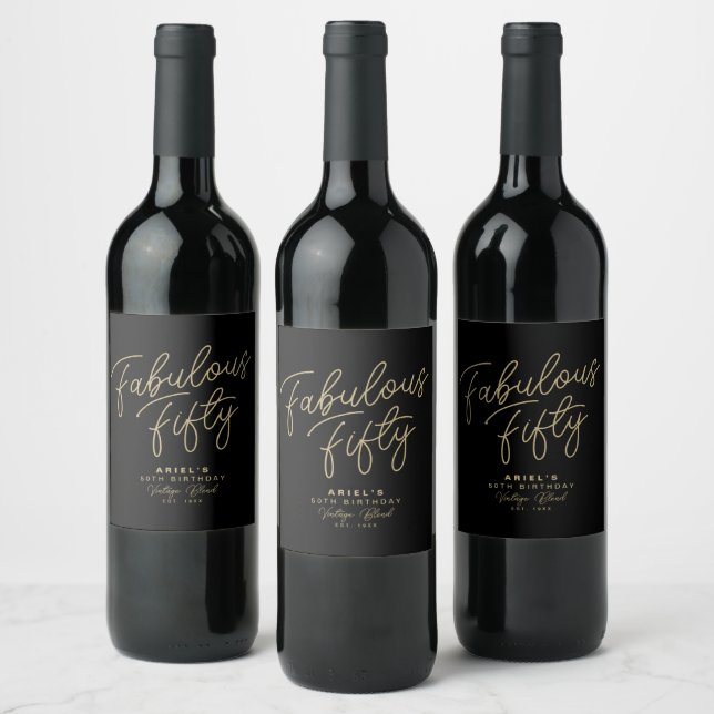 Simple Modern Fabulous Fifty Personalised Birthday Wine Label (Bottles)
