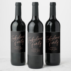 Simple Modern Fabulous Forty Personalised Birthday Wine Label