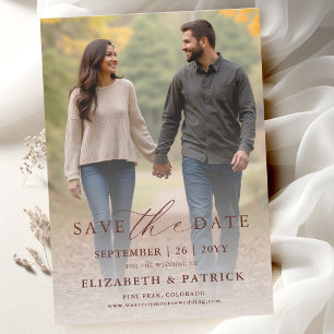Simple Modern Fall Terracotta Modern Photo Wedding Save The Date