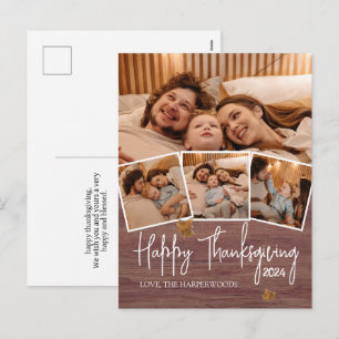 Simple Modern Fall Thanksgiving family Photo Holiday Postcard