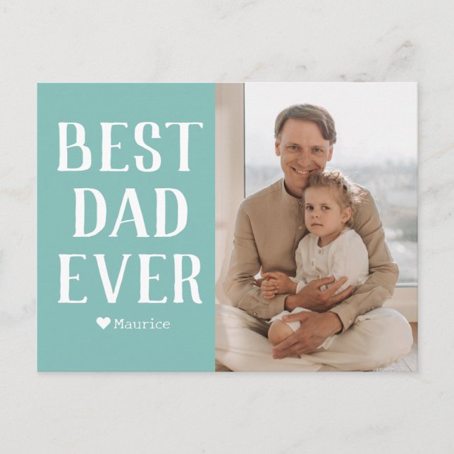 Simple Modern Family Fathers Day Photo Name Holiday Postcard (Front)