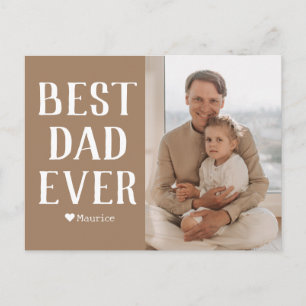 Simple Modern Family Fathers Day Photo Name Holiday Postcard
