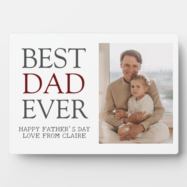 Simple Modern Family Fathers Day Photo Name Plaque (Front)