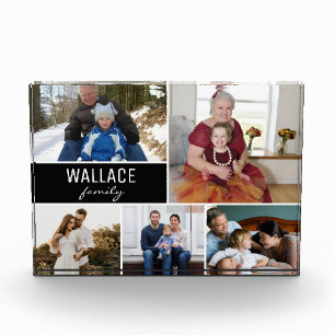 Simple Modern Family Name Photo Collage Block