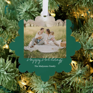 Simple Modern Family Photo Christmas & New Year Ca Tree Decoration Card
