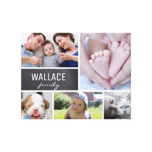 Simple Modern Family photo collage Canvas Print