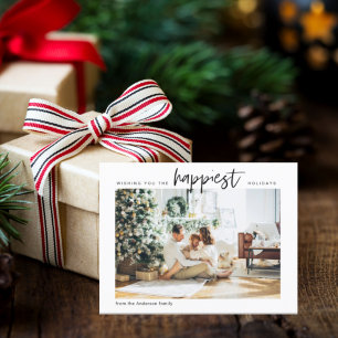 Simple Modern Family Photo Happy Holiday Postcar Postcard