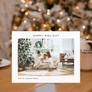 Simple Modern Family Photo Happy Holiday Postcard