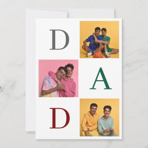 Simple Modern Fathers Day Dad 3 photo family Holi Holiday Card