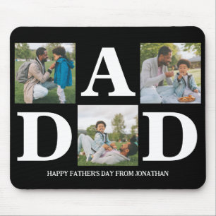 Simple Modern Fathers Day Dad 3 photo family Mouse Pad