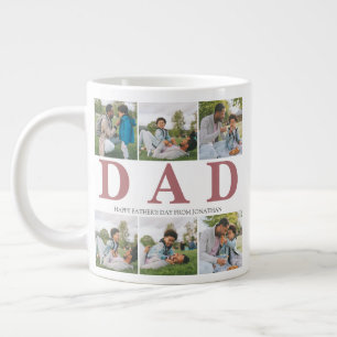 Simple Modern Fathers Day Dad 6 photo family Large Coffee Mug