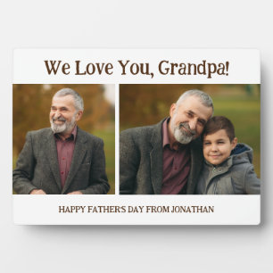 Simple Modern Fathers Day Grandpa 2 photo family  Plaque