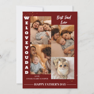 Simple Modern Fathers Day photo family collage Holiday Card