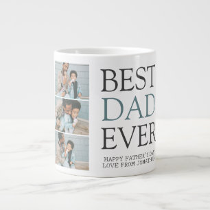 Simple Modern Fathers Day photo family collage Large Coffee Mug