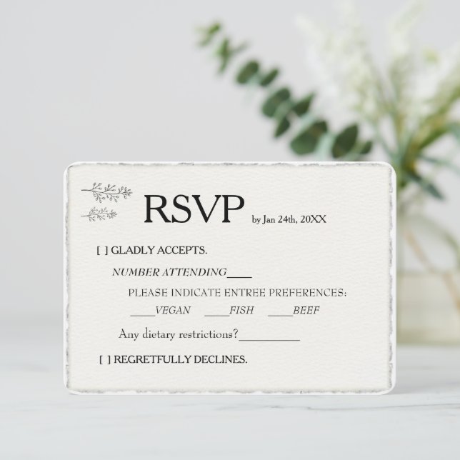 Simple Modern Faux Deckled Edge Wedding RSVP (Standing Front)