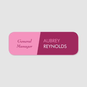 Simple Modern Feminine Pink Professional Company Name Tag