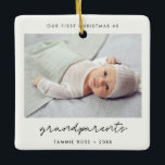 Simple Modern First Christmas as Grandparents Ceramic Ornament<br><div class="desc">A minimalist typography and a modern design for this photo ornament gift. To customise with your favourite baby picture. You can also easily change the colour of the font to your liking. Perfect to celebrate your First Christmas as new grandparents.</div>