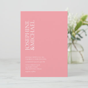 Simple Modern First Name Pink and White Invitation