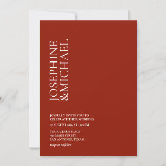 Simple Modern First Name Warm Red Invitation
