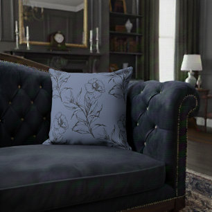 Simple Modern Floral Boho Pattern Baby Blue Cushion