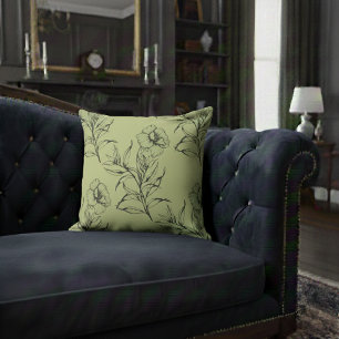 Simple Modern Floral Boho Pattern Light Yellow Cushion