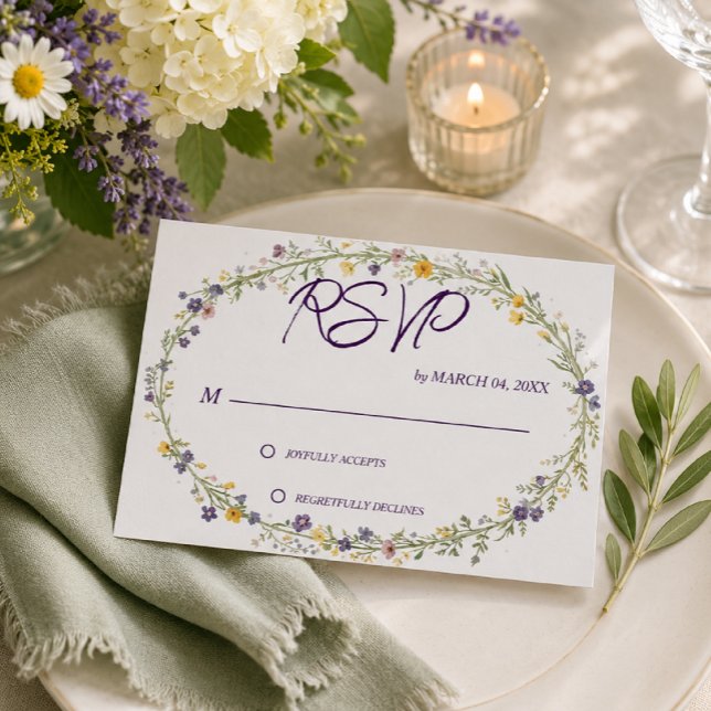 Simple Modern Floral Classic Wedding RSVP Card (Creator Uploaded)