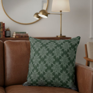 Simple Modern Floral Damask Pattern Dark Green Cushion