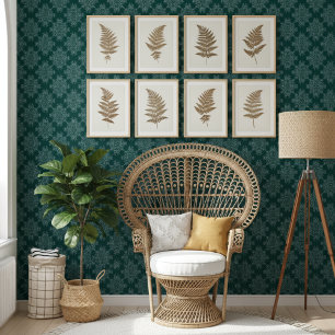 Simple Modern Floral Damask Pattern Dark Teal Wallpaper