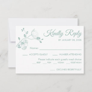 Simple modern floral elegant orchids meal choice RSVP card