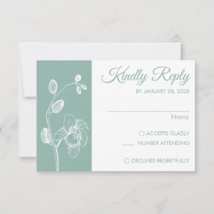 Simple modern floral elegant orchids minimalist RSVP card