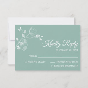 Simple modern floral elegant orchids minimalist RSVP card